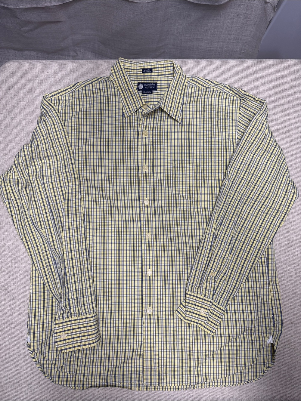 J. Crew Yellow & Blue Plaid Long-Sleeve Dress Shirt 0166